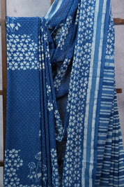 Indigo HBP Cotton Saree - SRICS2310
