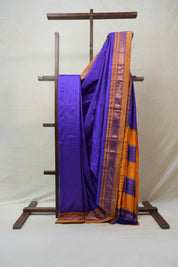 Blue Silk Ilkal Saree With Chikki Border - SRBSIS170