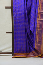 Blue Silk Ilkal Saree With Chikki Border - SRBSIS170