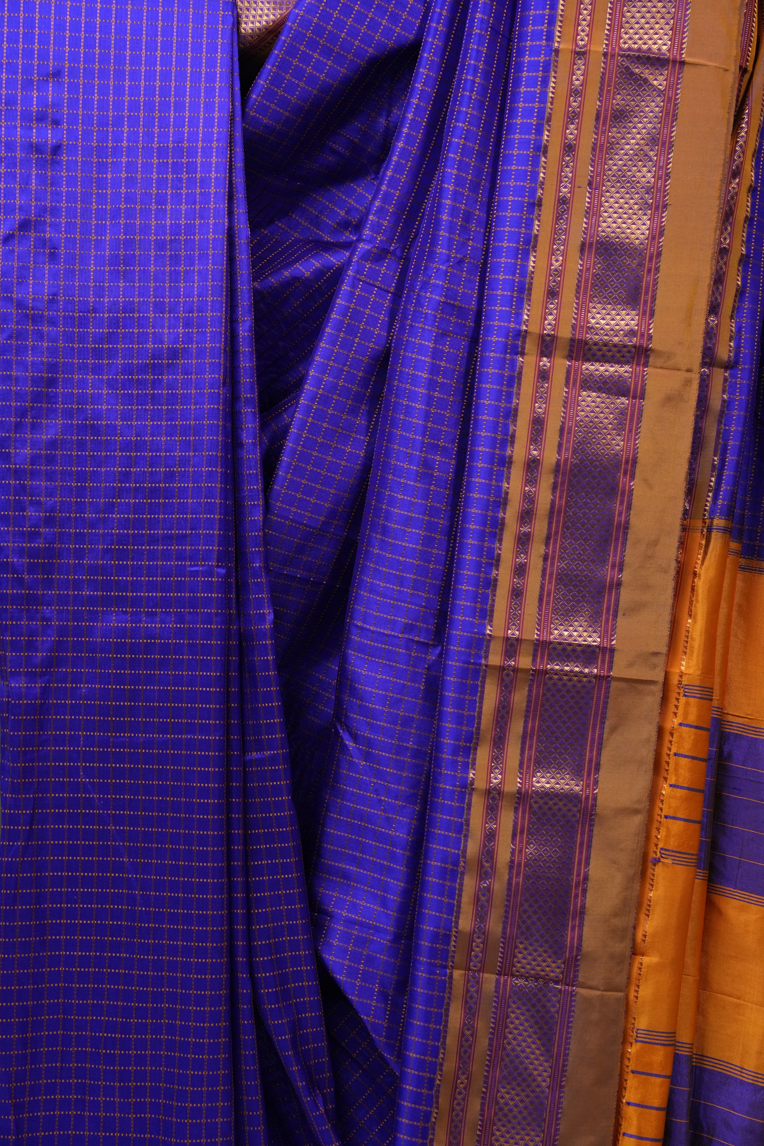 Blue Silk Ilkal Saree With Chikki Border - SRBSIS170