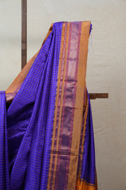 Blue Silk Ilkal Saree With Chikki Border - SRBSIS170