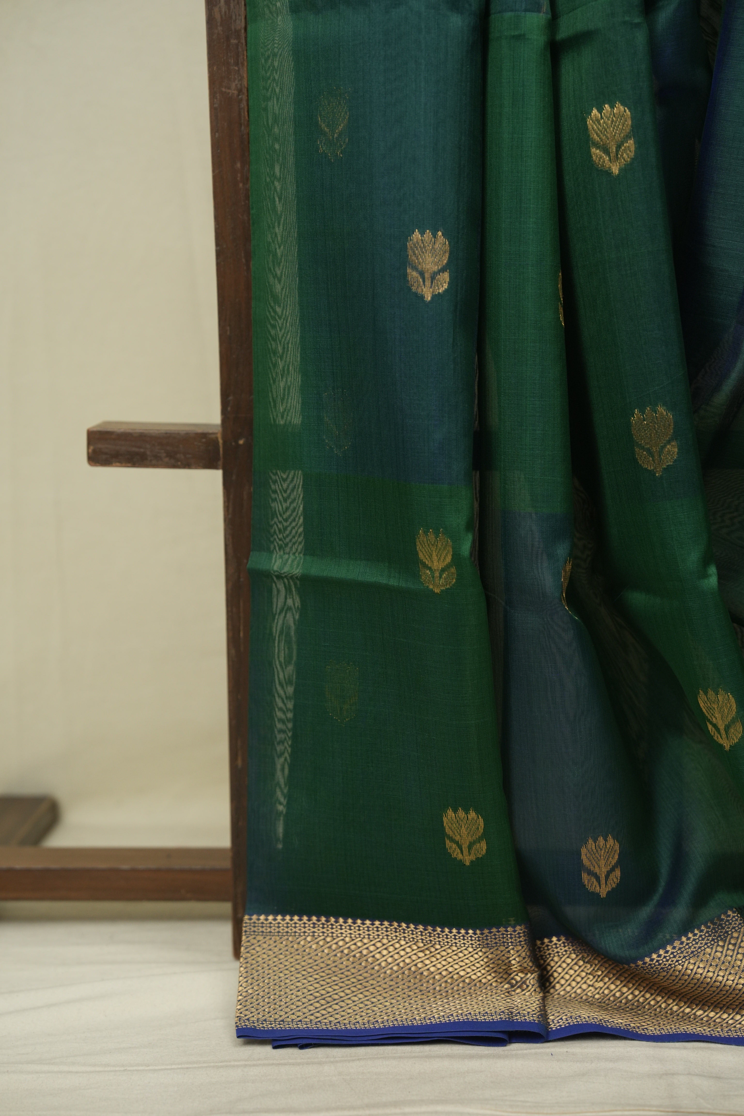 Dual Tone Green Maheshwari Saree - SRDTGMS1329