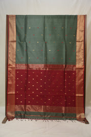 Green - Maroon Maheshwari Saree - SRGMMS952