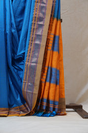 Sky Blue Silk Ilkal Saree With Chikki Border - SRSBSIS172