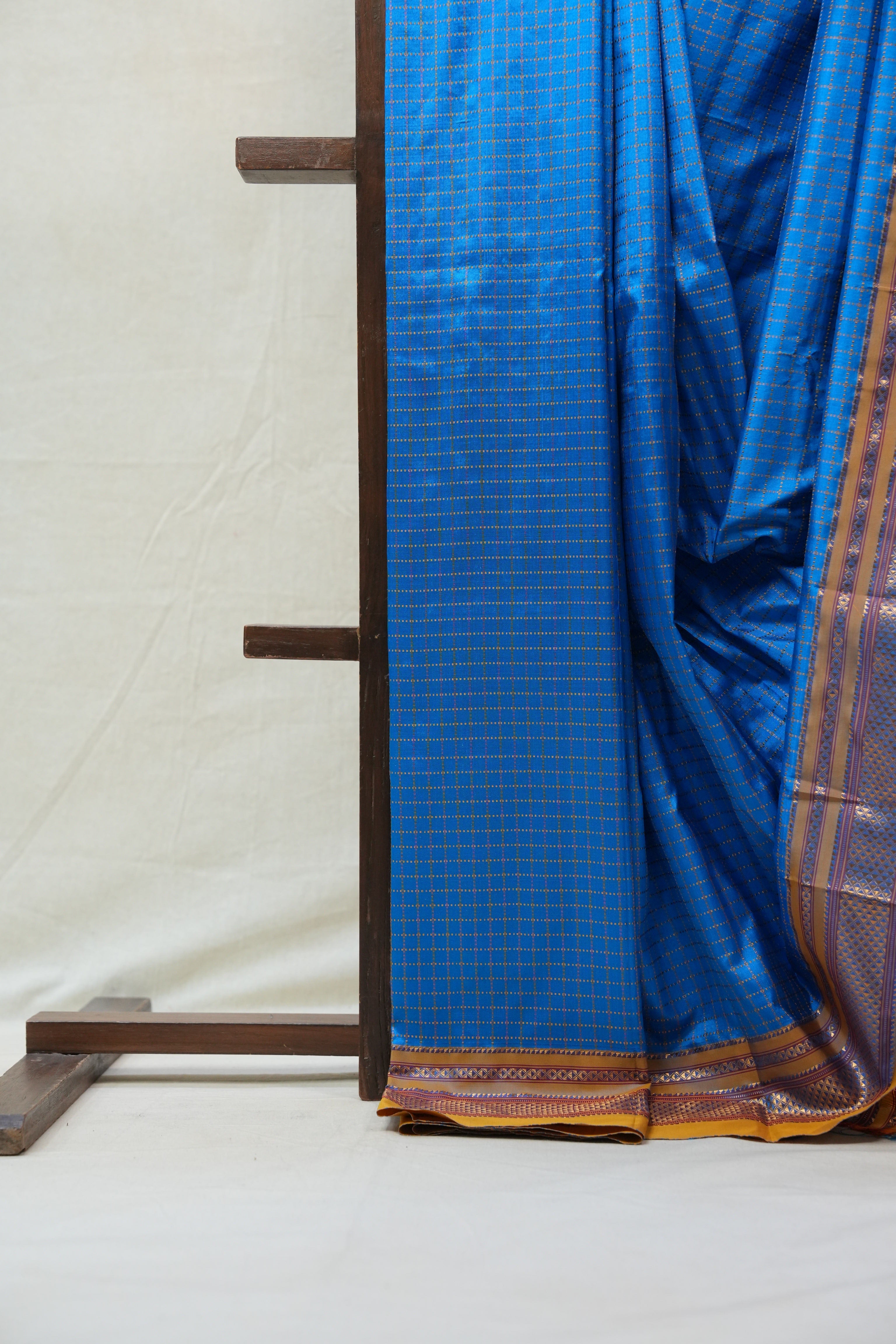 Sky Blue Silk Ilkal Saree With Chikki Border - SRSBSIS172