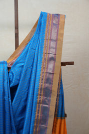 Sky Blue Silk Ilkal Saree With Chikki Border - SRSBSIS172