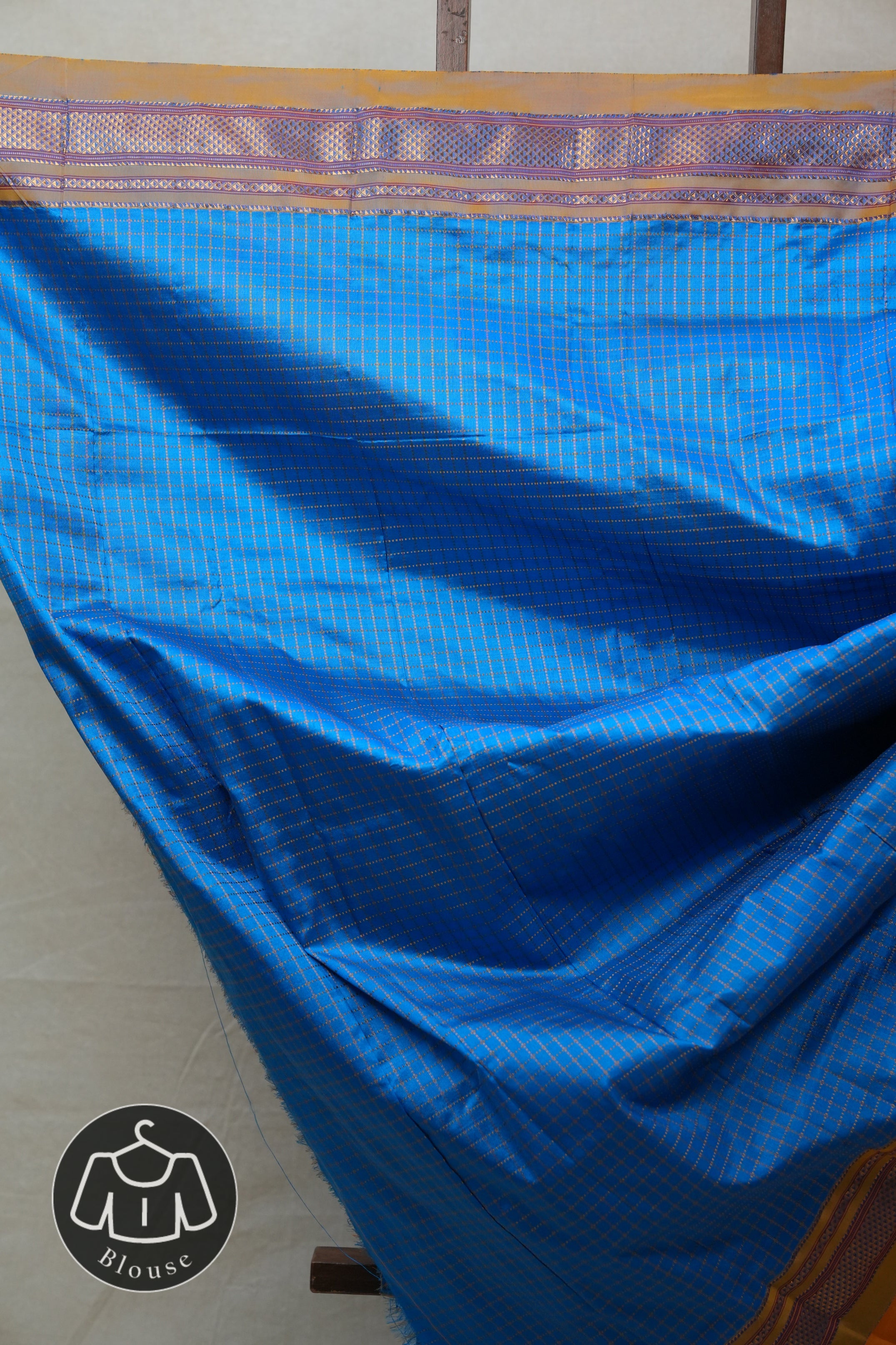 Sky Blue Silk Ilkal Saree With Chikki Border - SRSBSIS172