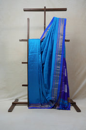 Blue Silk Ilkal Saree With Chikki Border  - SRBSIS152