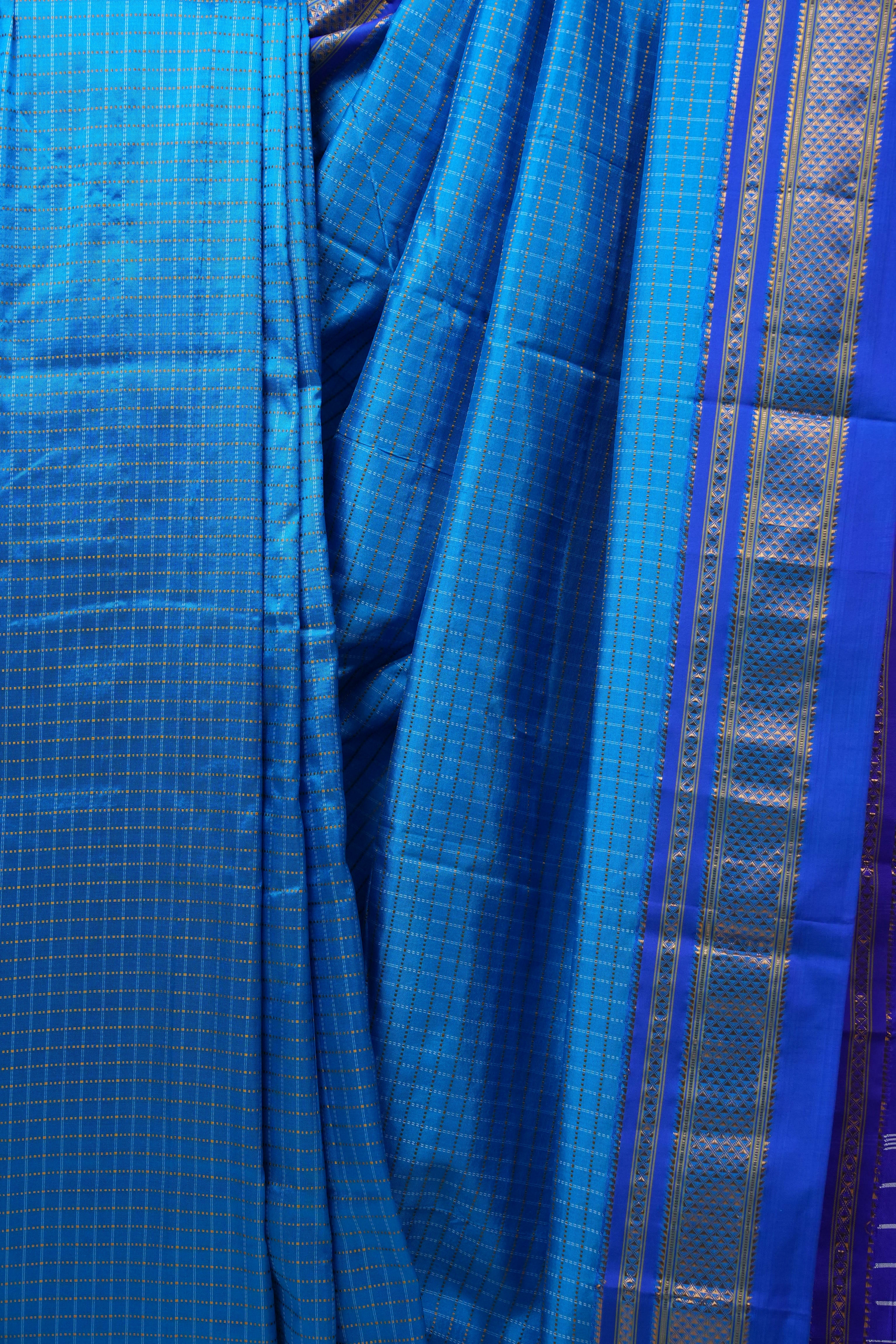 Blue Silk Ilkal Saree With Chikki Border  - SRBSIS152