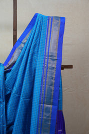 Blue Silk Ilkal Saree With Chikki Border  - SRBSIS152