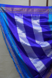 Blue Silk Ilkal Saree With Chikki Border  - SRBSIS152