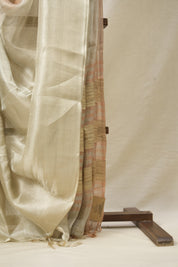 Silver Wheat Tissue Tussar Silk Saree - SRSWTTSS555