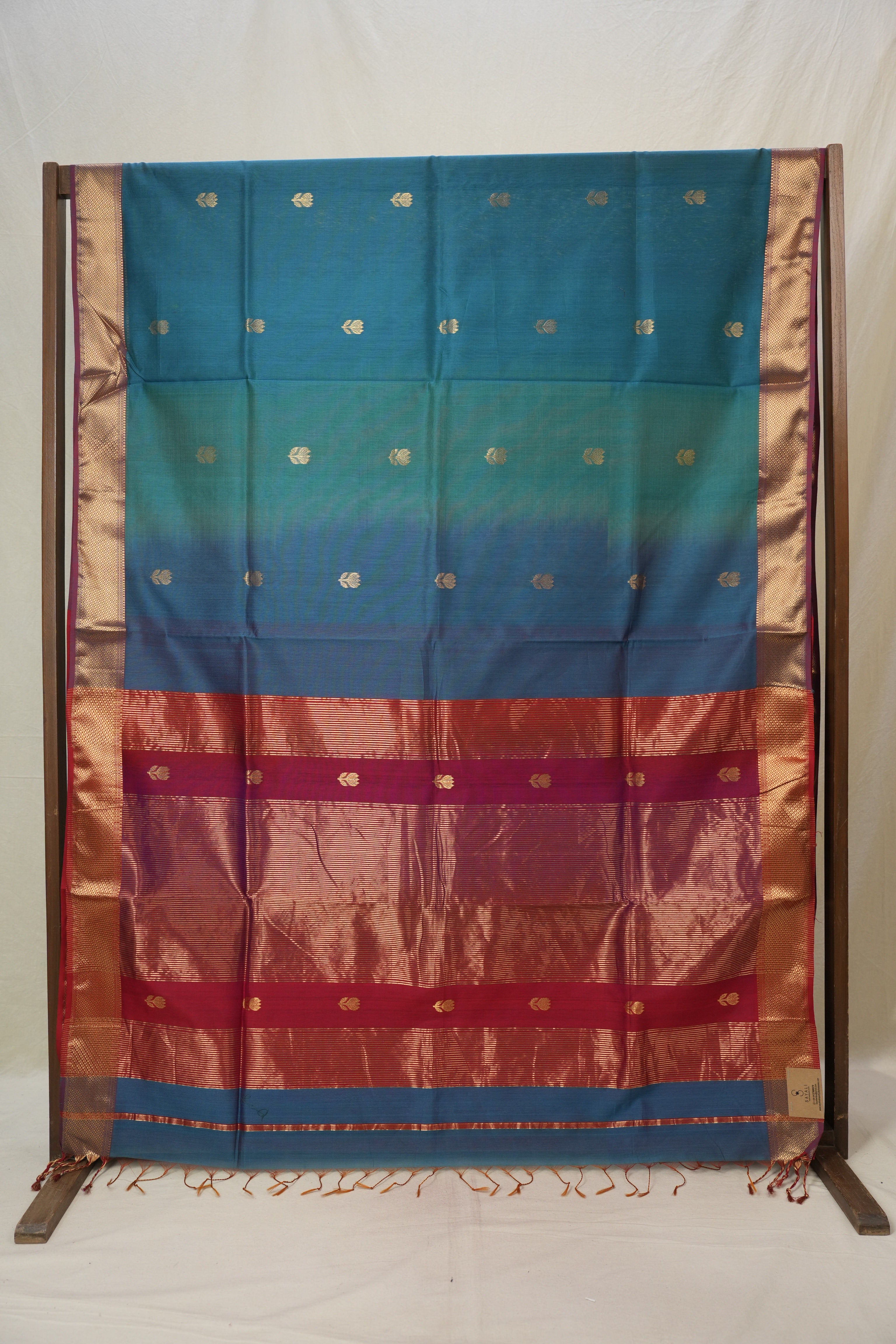 Teal Blue Maheshwari Saree - SRTBMS1015