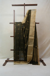 Olive Green Chanderi Cotton Silk Saree - SROGCSS291