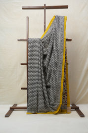 Yellow Black HBP Cotton Saree - SRYBCS2700