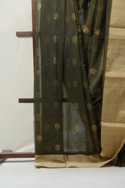 Olive Green Chanderi Cotton Silk Saree - SROGCSS291