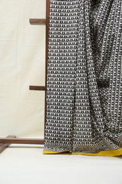 Yellow Black HBP Cotton Saree - SRYBCS2700