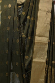 Olive Green Chanderi Cotton Silk Saree - SROGCSS291
