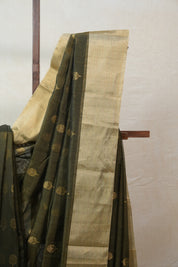 Olive Green Chanderi Cotton Silk Saree - SROGCSS291