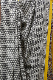 Yellow Black HBP Cotton Saree - SRYBCS2700