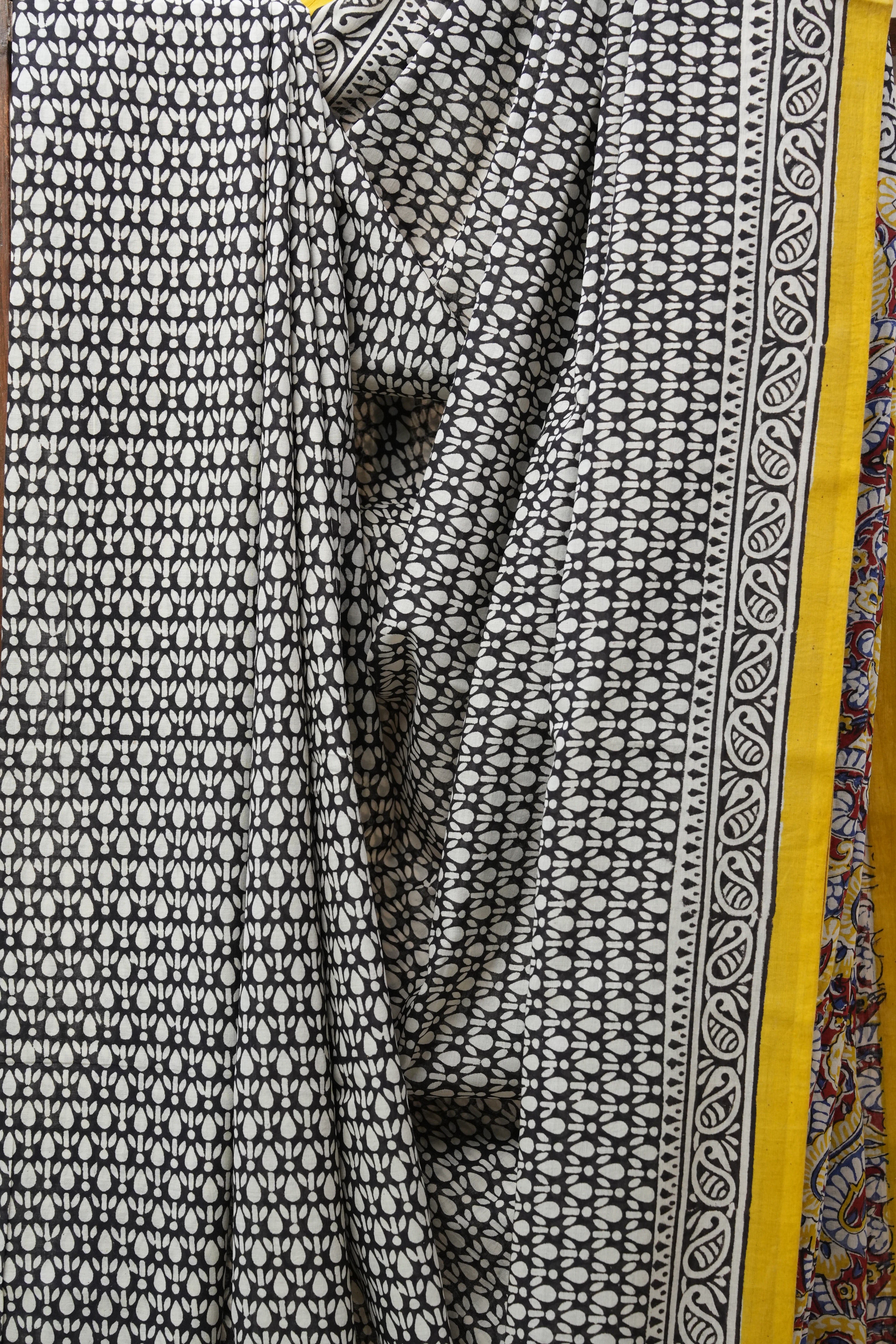 Yellow Black HBP Cotton Saree - SRYBCS2700