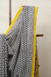 Yellow Black HBP Cotton Saree - SRYBCS2700