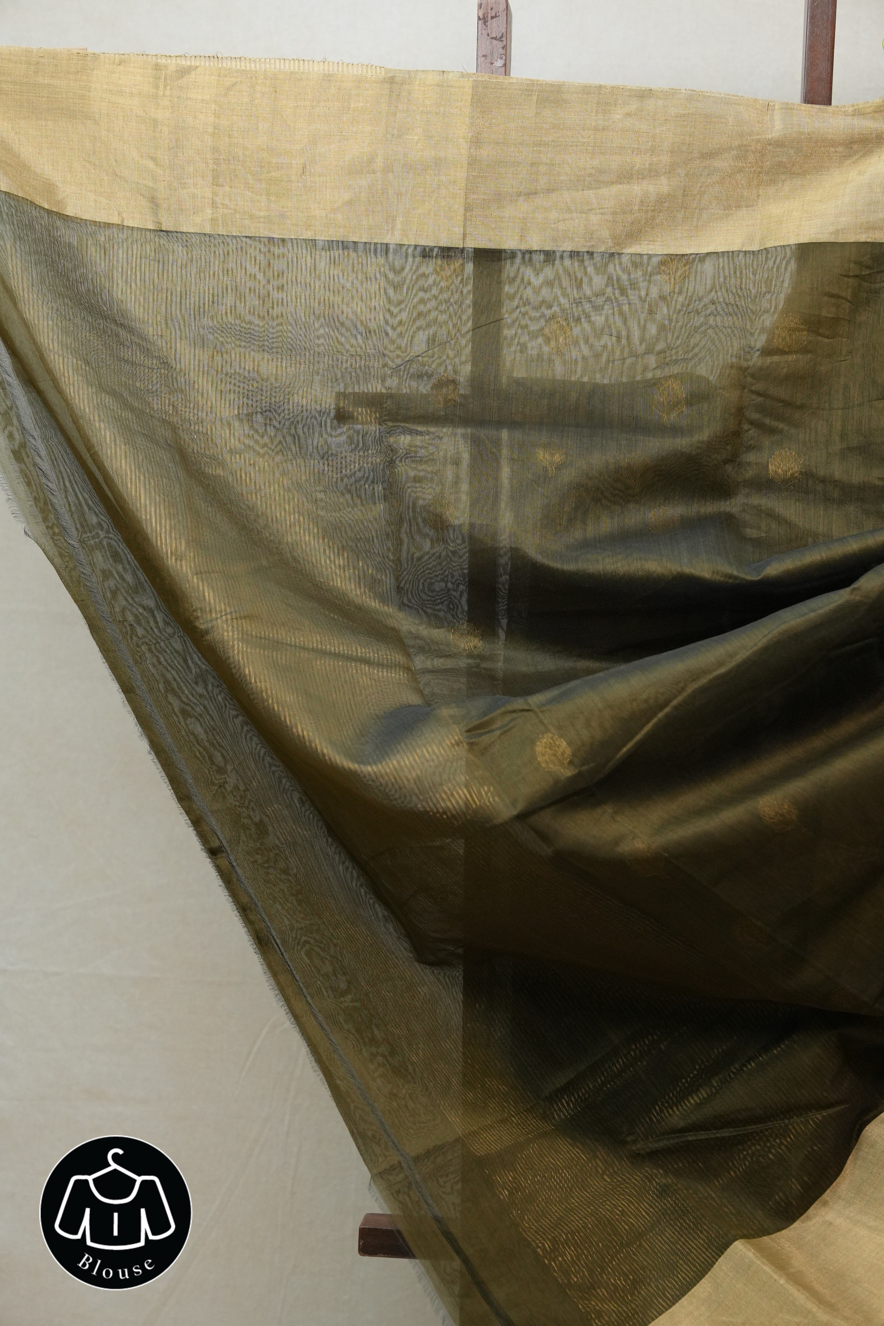 Olive Green Chanderi Cotton Silk Saree - SROGCSS291