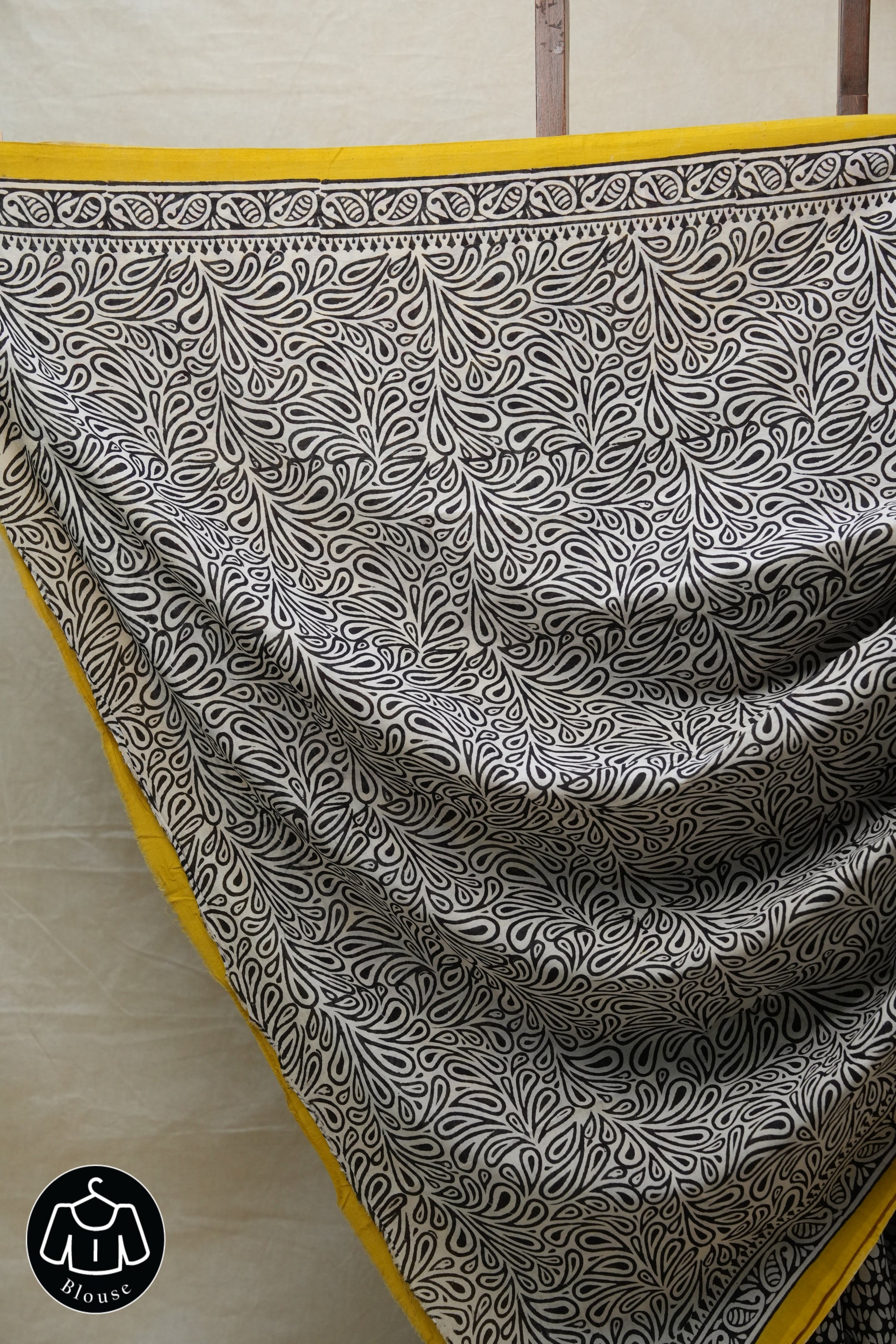 Yellow Black HBP Cotton Saree - SRYBCS2700