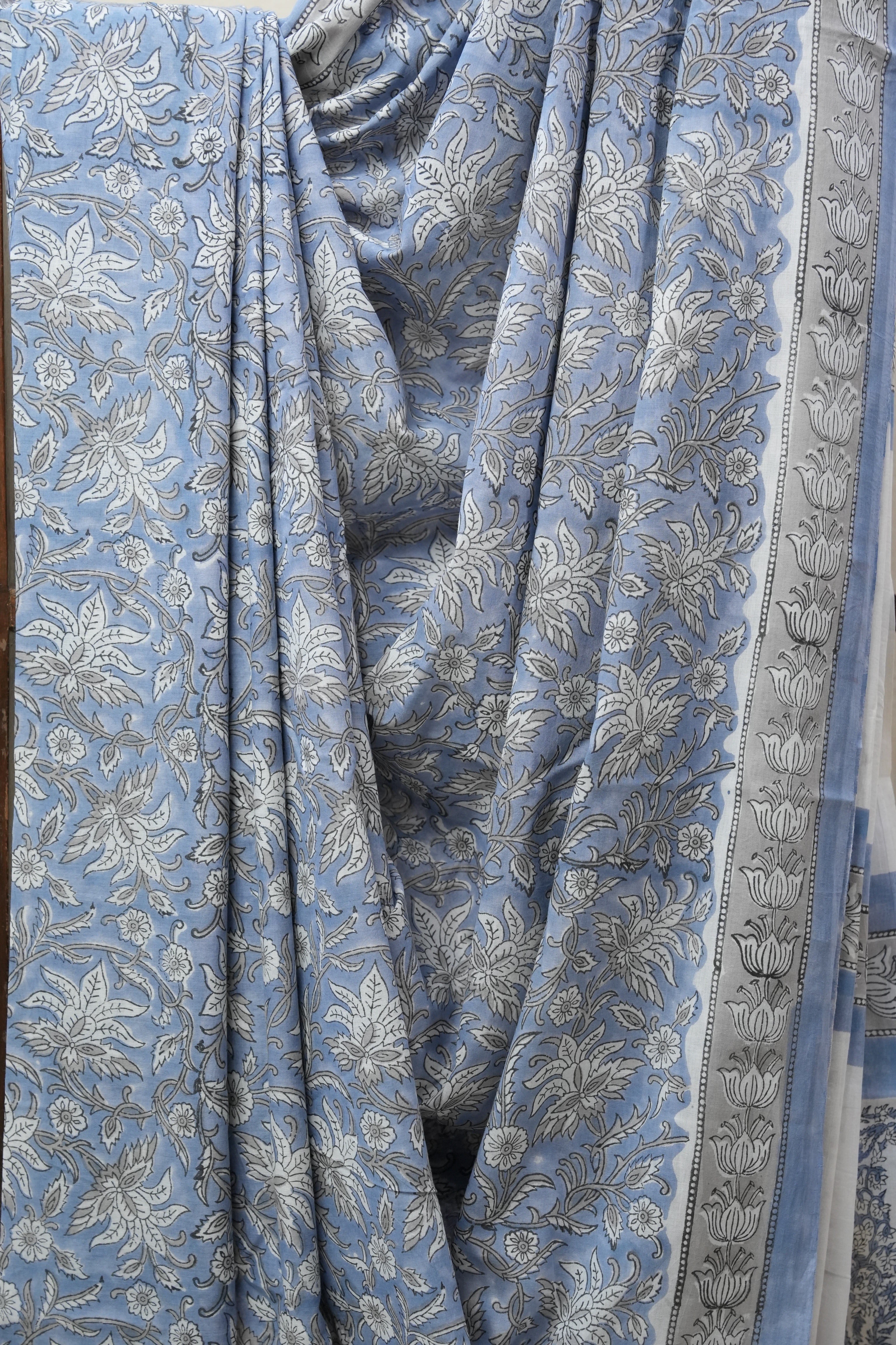 Tinted Blue HBP Cotton Saree - SRTBCS2699