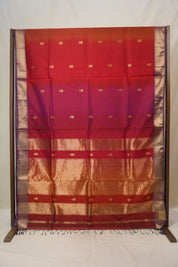 Maroon Orange Maheshwari Saree - SRMOMS1014