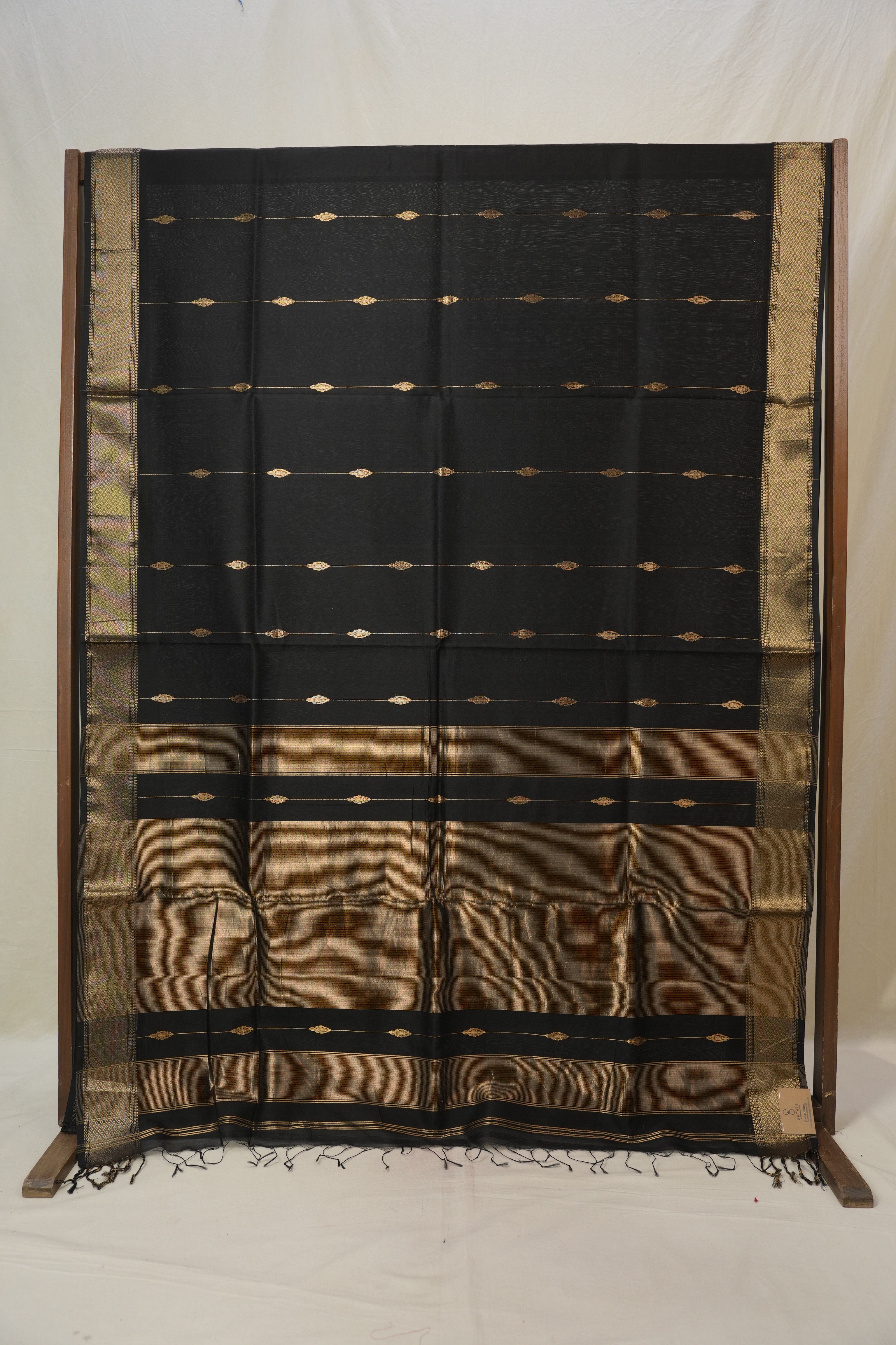 Black Maheshwari Saree - SRBMS910