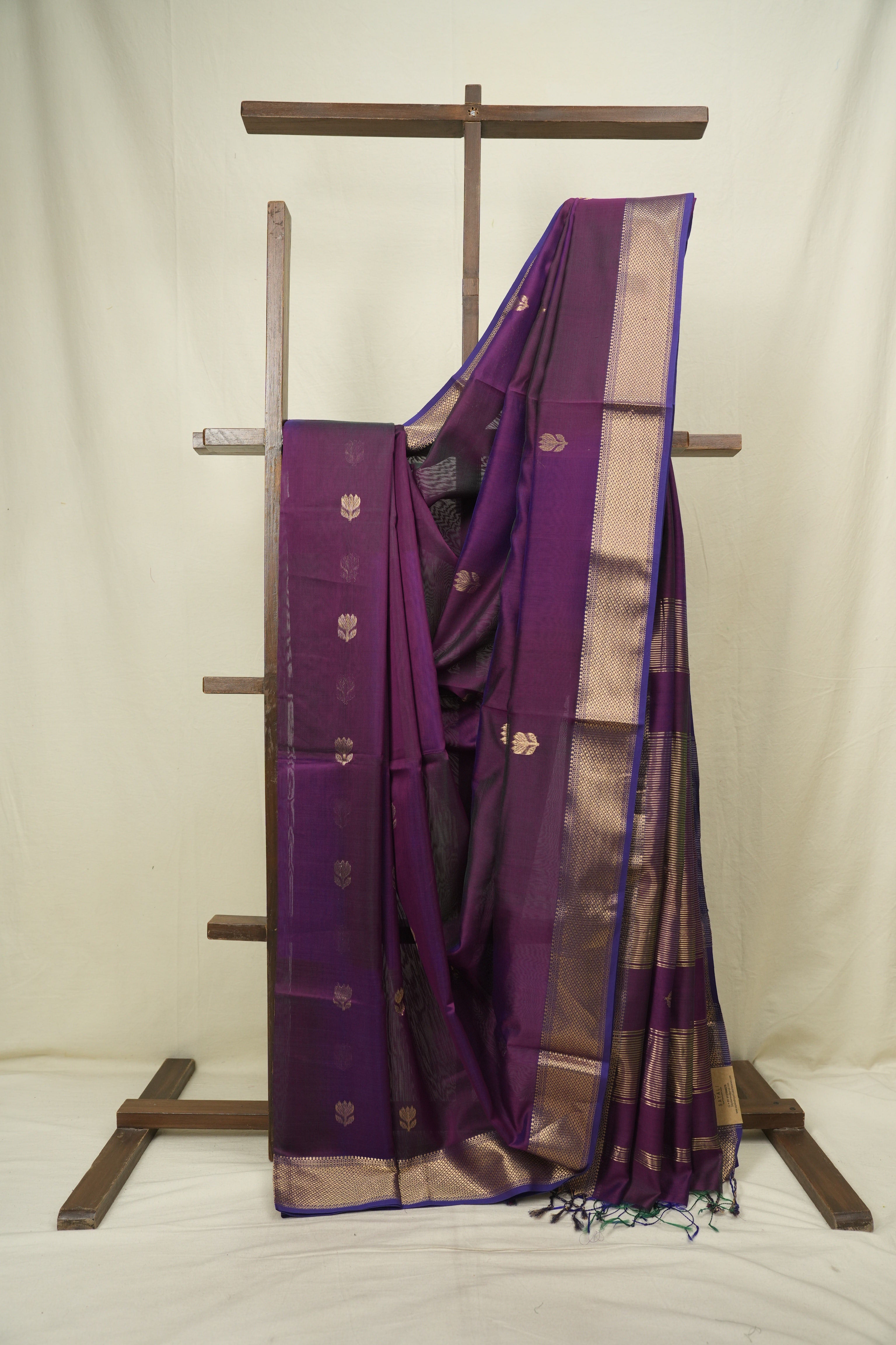 Dual Tone Purple Maheshwari Saree - SRDTPMS1328
