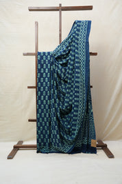 Indigo HBP Cotton Saree - SRICS2617