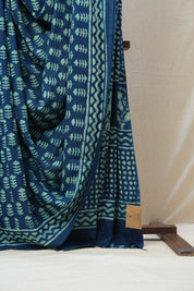 Indigo HBP Cotton Saree - SRICS2617