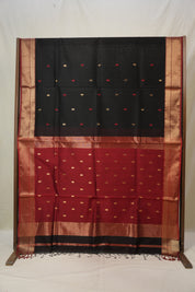 Black Maheshwari Saree - SRBMS885