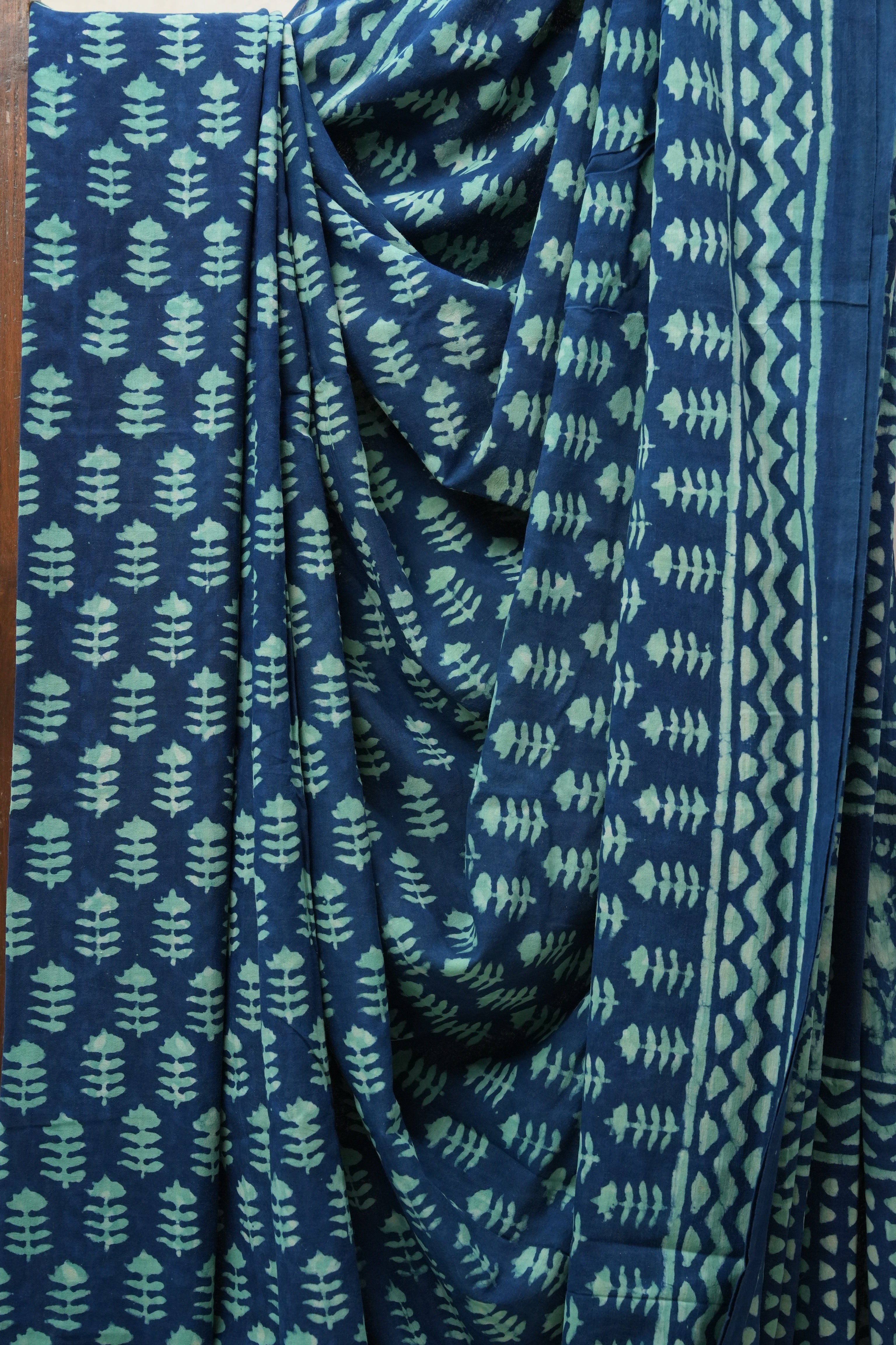 Indigo HBP Cotton Saree - SRICS2617