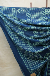 Indigo HBP Cotton Saree - SRICS2617