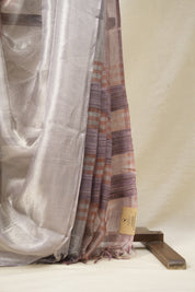 Silver Lavender Tissue Tussar Silk Saree - SRSLTTSS553