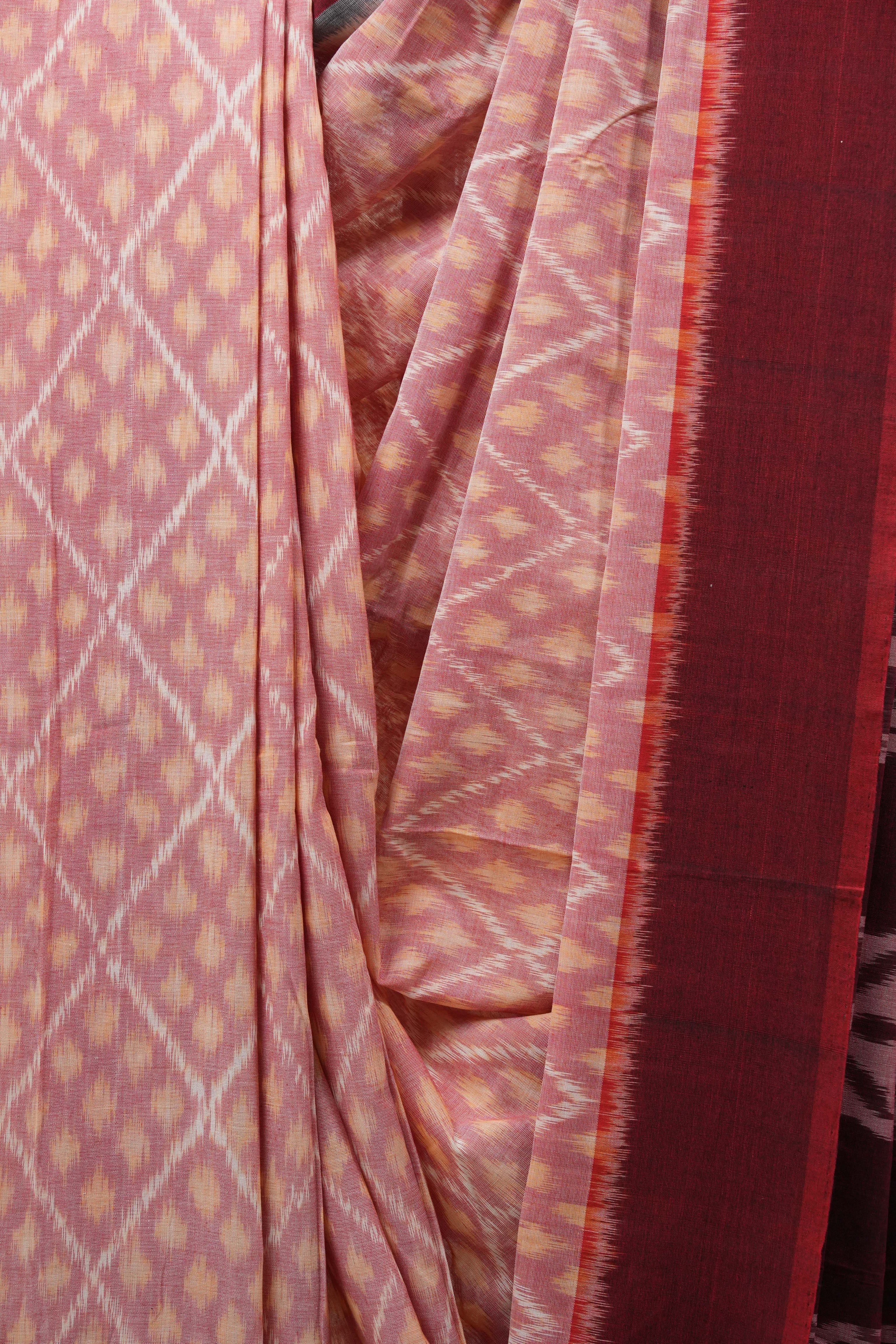 Red Pochampalli Cotton Ikat Saree - SRRPCIS447
