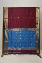 Maroon Maheshwari Saree - SRMMS871