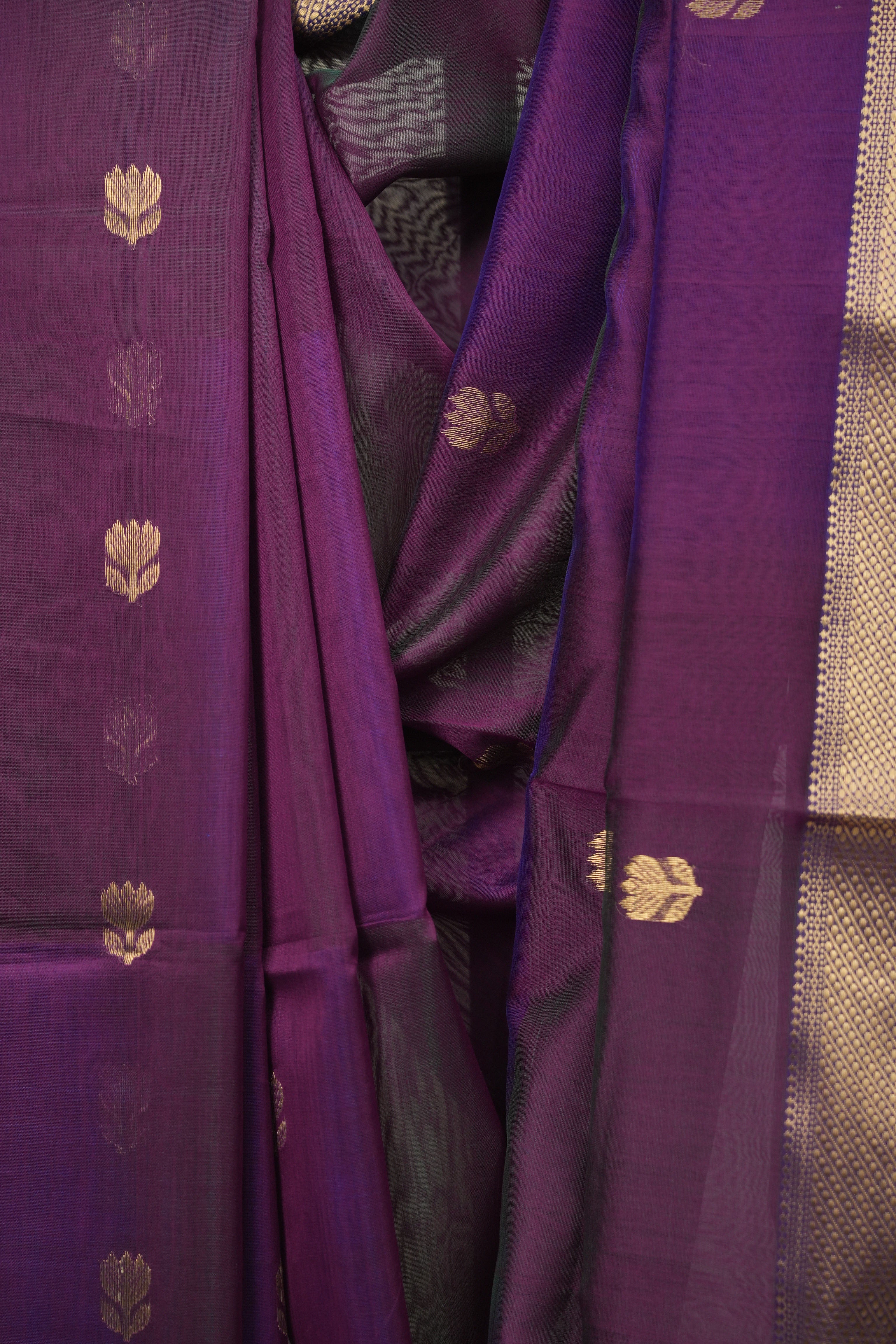Dual Tone Purple Maheshwari Saree - SRDTPMS1328