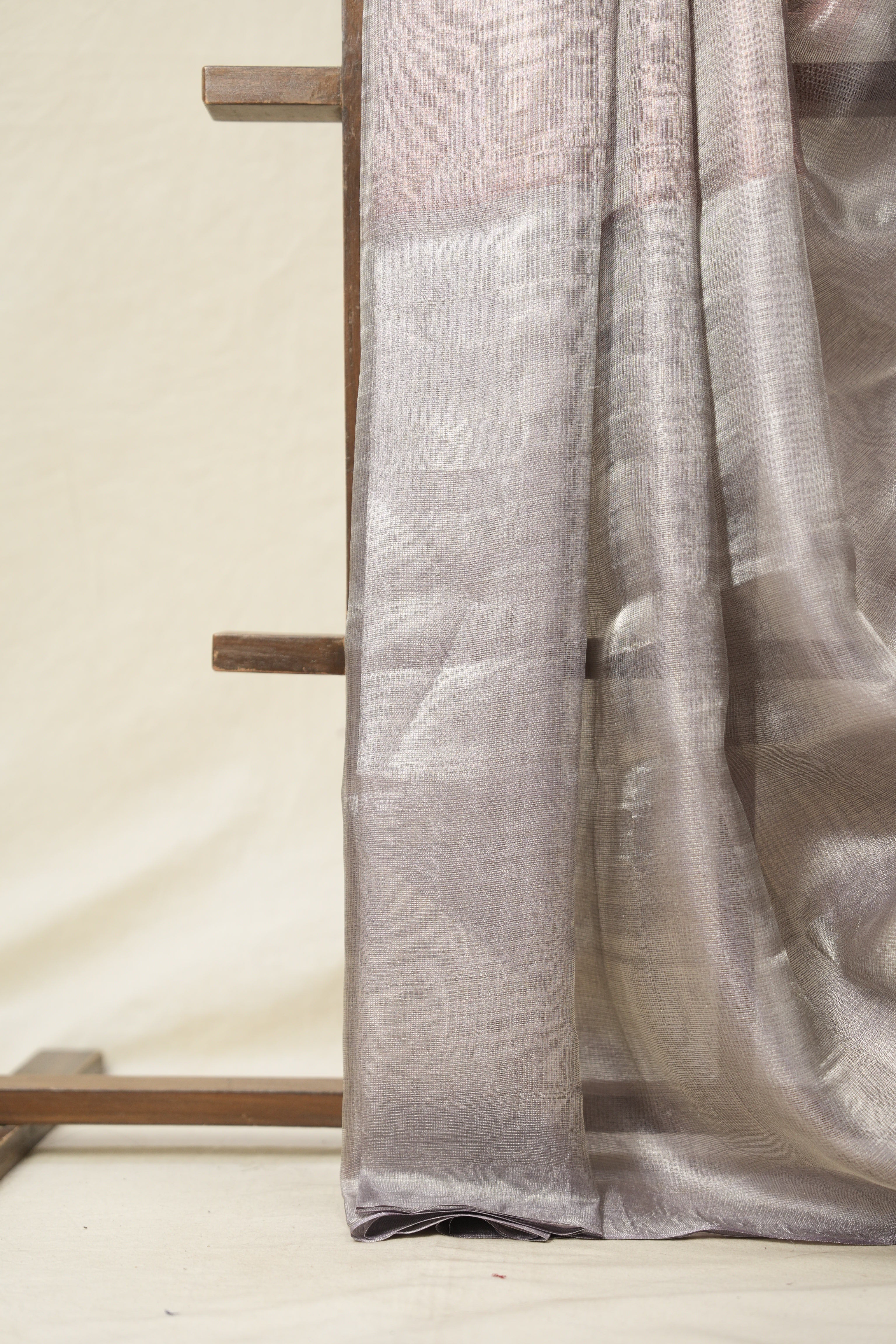 Silver Lavender Tissue Tussar Silk Saree - SRSLTTSS553
