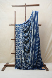 Indigo HBP Cotton Saree - SRICS2613