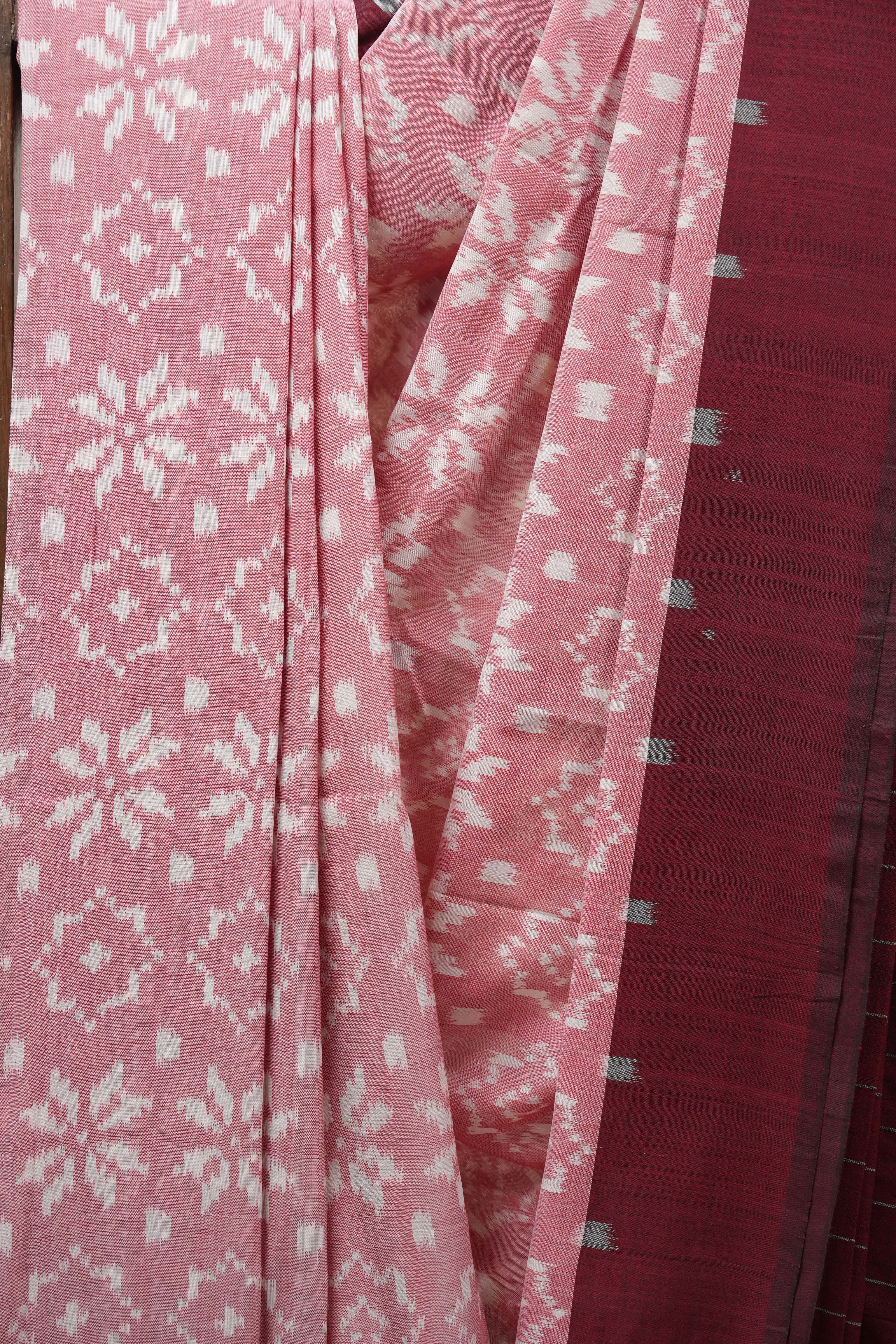 Red Pochampalli Cotton Ikat Saree - SRRPCIS449