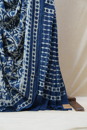 Indigo HBP Cotton Saree - SRICS2613