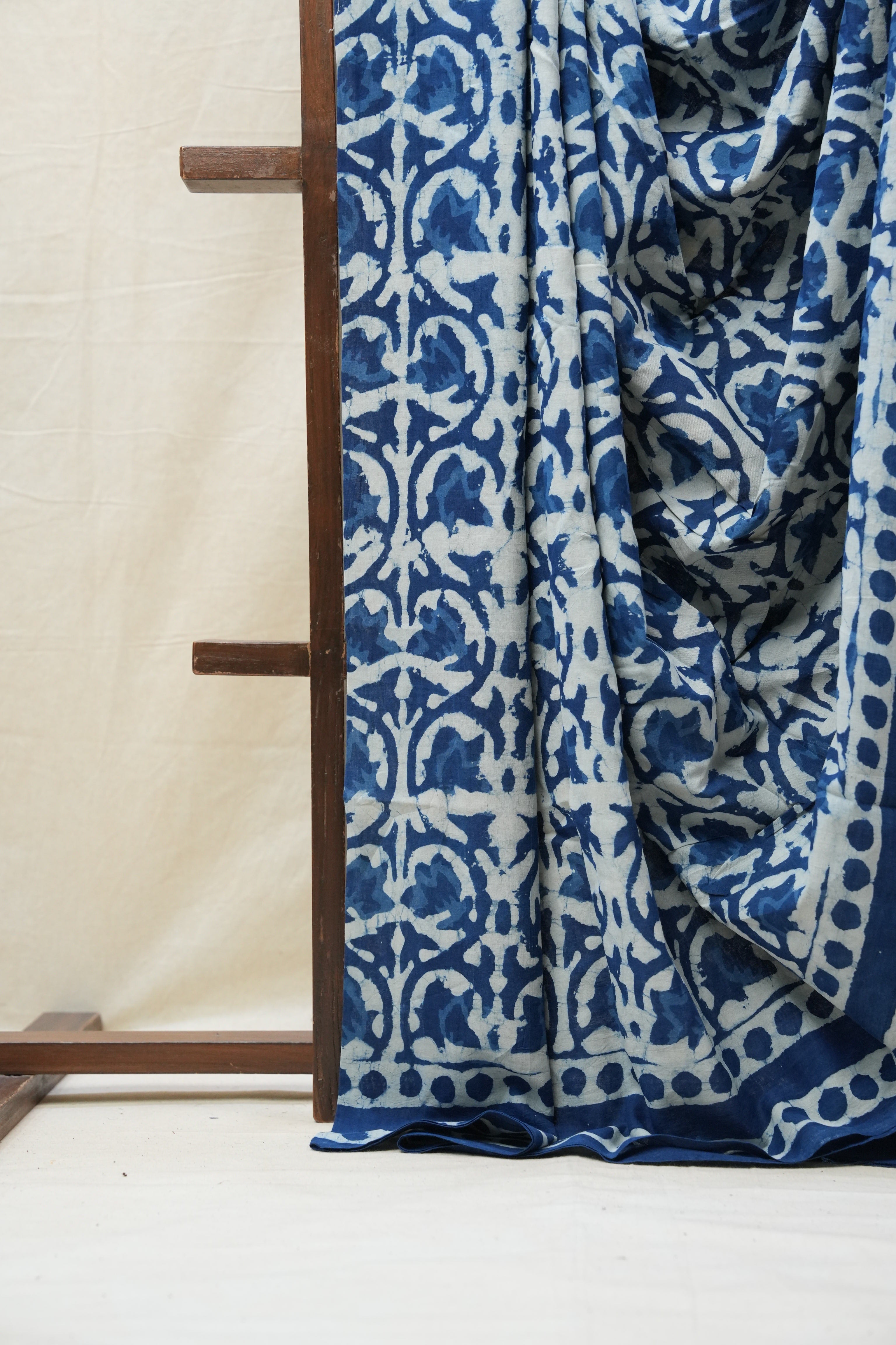 Indigo HBP Cotton Saree - SRICS2613