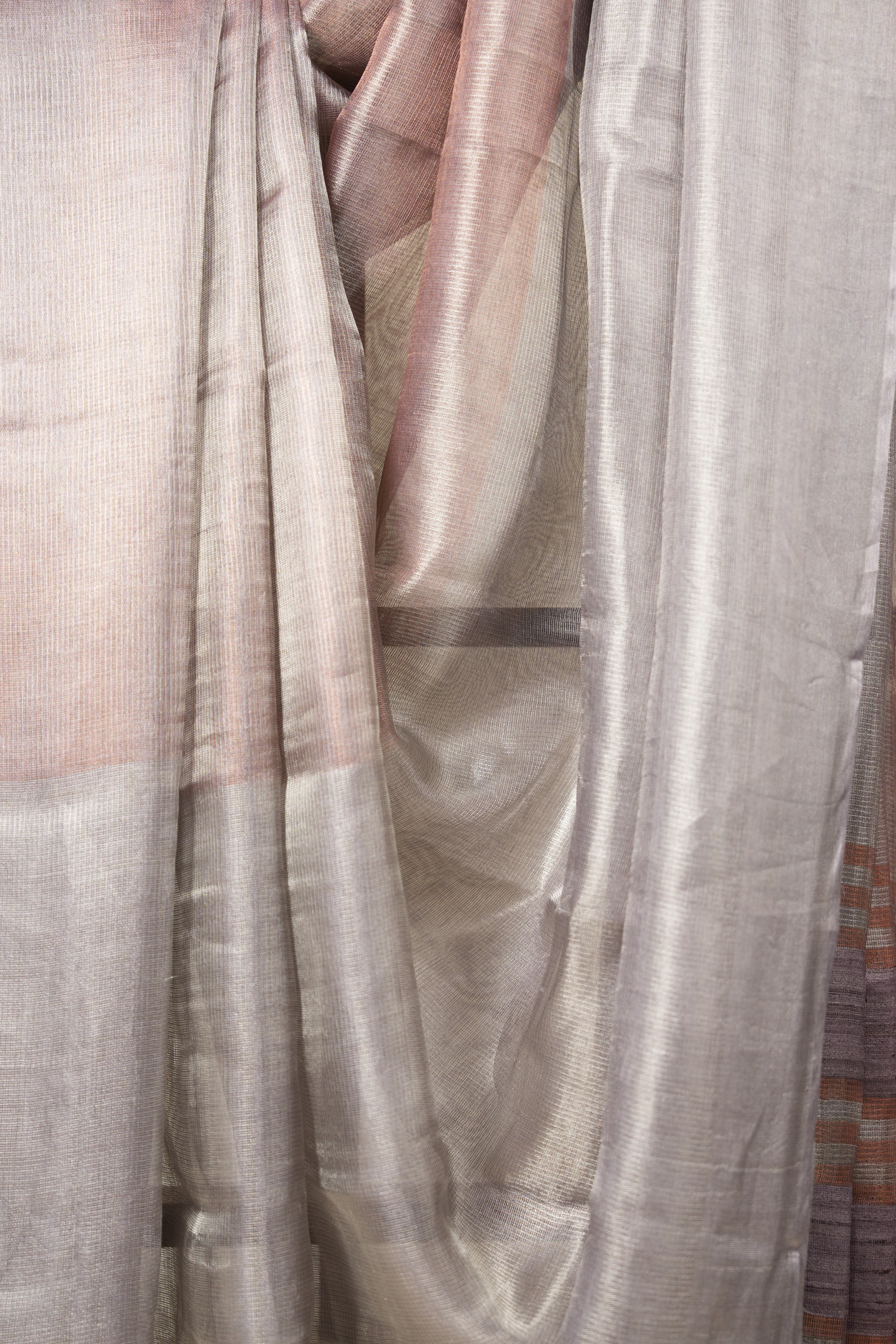 Silver Lavender Tissue Tussar Silk Saree - SRSLTTSS553