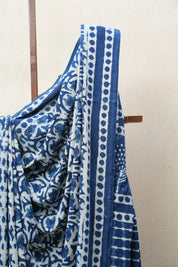 Indigo HBP Cotton Saree - SRICS2613