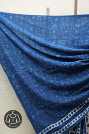 Indigo HBP Cotton Saree - SRICS2613