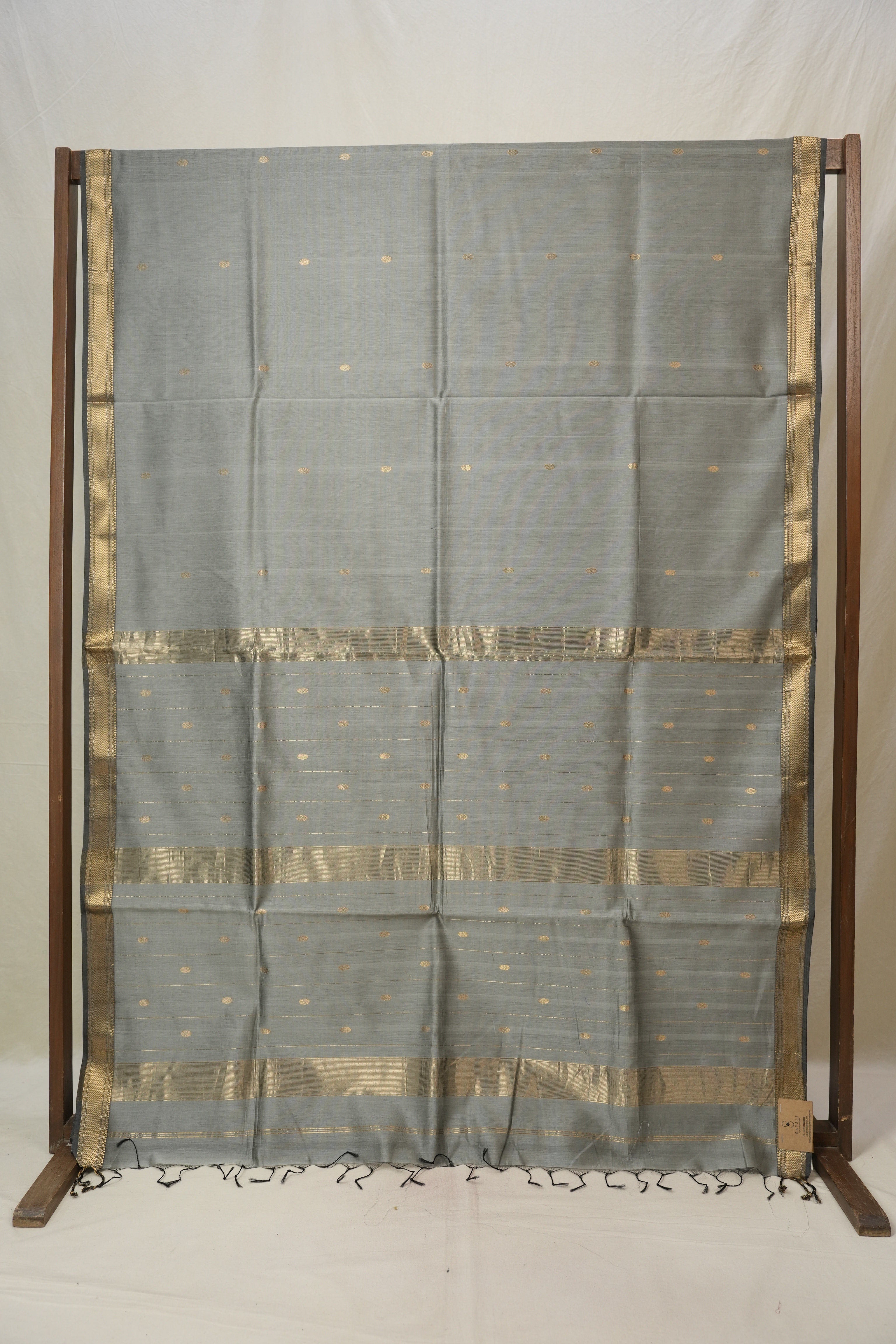 Steel Grey Maheshwari Saree - SRSGMS838